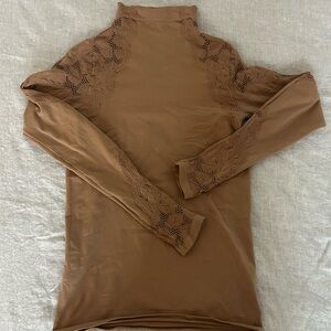 BKE Red Brown Lace Detail Top